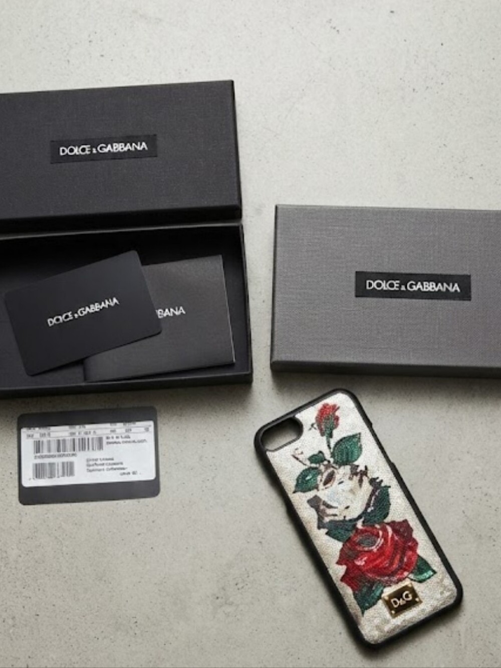 Dolce & Gabbana dauphine stampata iPhone Case with Red and Cream Rose Motif